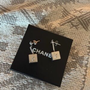 Chanel Elegant Silver Square Earrings